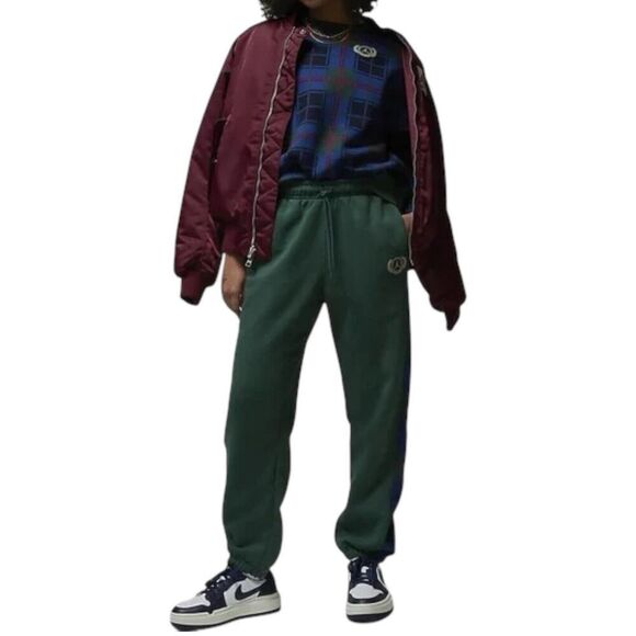 Air Jordan Pants Womens M Flight Brooklyn Fleece Joggers Tartan Plaid DX7463-333 - Picture 7 of 14